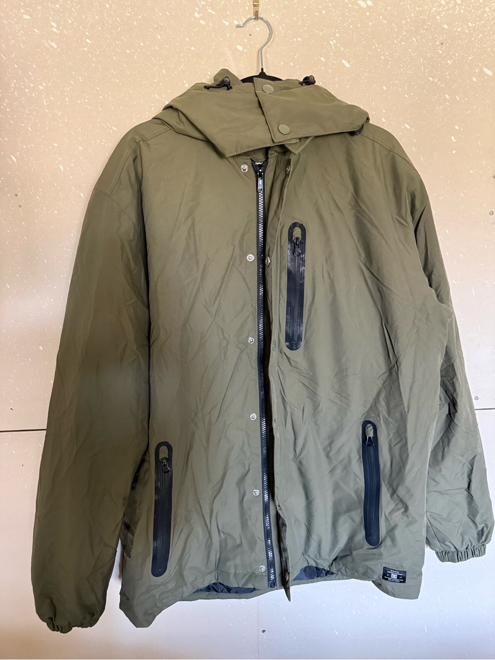 DC Men's Olive Green Hooded Puffer Jacket